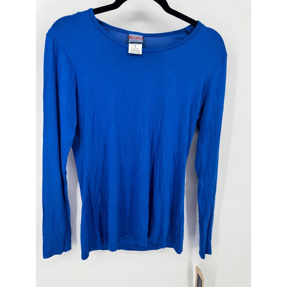 Cherokee Workwear Royal Blue Long Sleeve Scrub Undershirt Top 4881 Small NWT